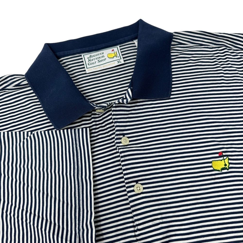 AUGUSTA NATIONAL GOLF SHOP‎ Masters Polo Blue White Striped Mercerized XL